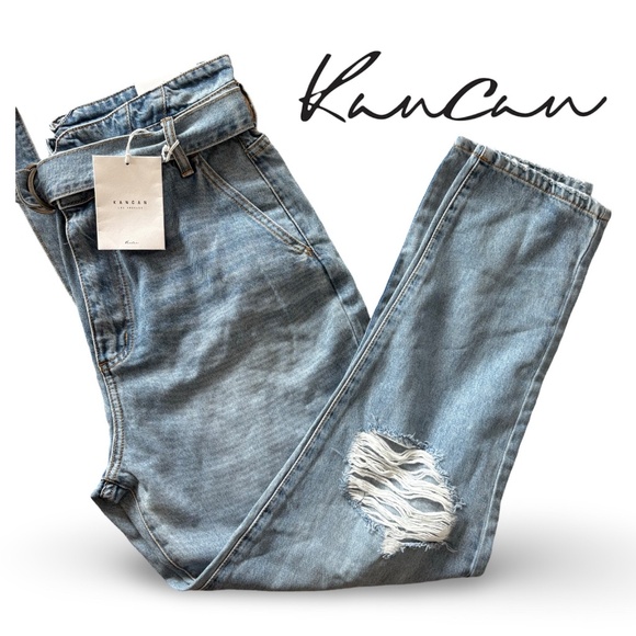 NEW KanCan Blossom Ultra High Rise Belted Mom Jeans - sz 11 / 29 - Picture 5 of 14